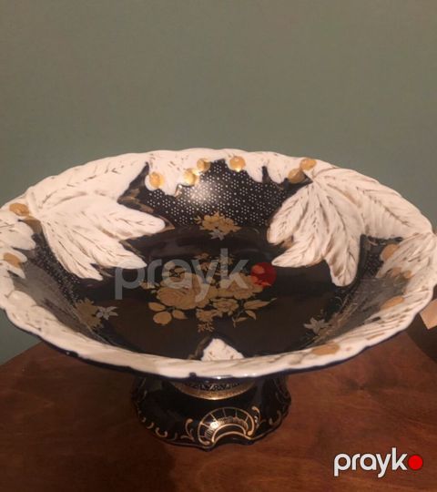 Çexiya Kobalt Vaza — Haas & Czjzek (24K Gold Plate) 24 eyar qızıl — Bakı