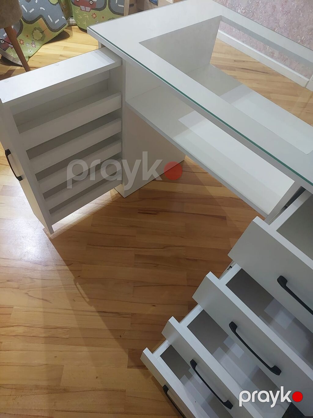 Düz masa, Siyirməli, Polkalı, Şüşə, Kredit yoxdur — Salon mebeli, Bakı (3)