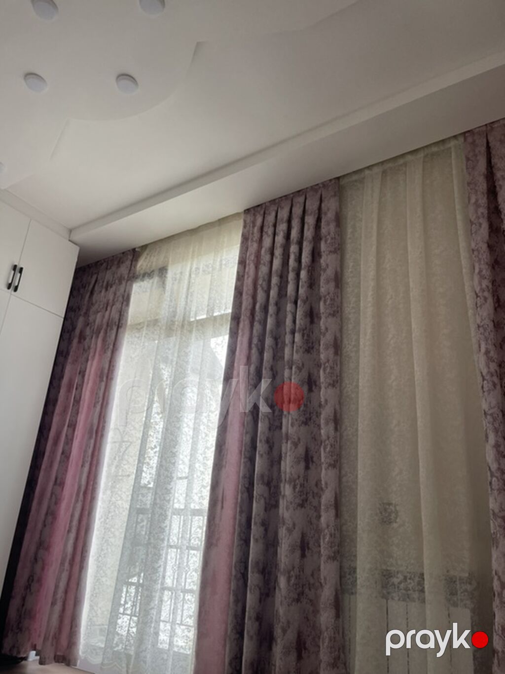 Qüllə tipli pəncərə üçün komplekt pərdə dəsti - İkiqat sistem: qalın — Pərdələr, kornişlər, jalüzilər, Bakı (2)