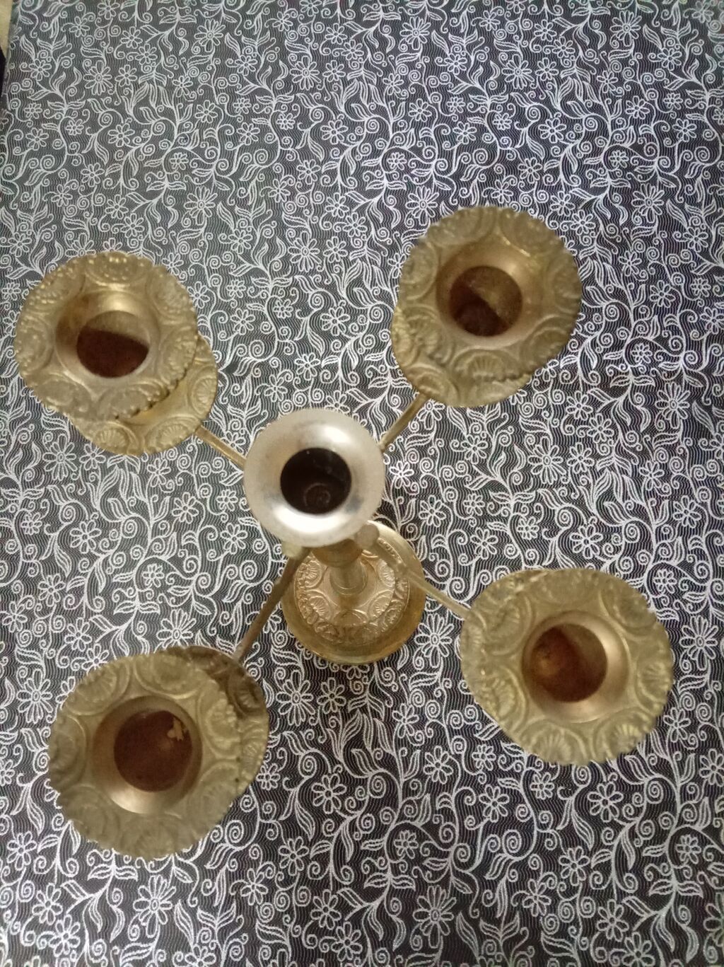 Metal şamdan – 5 qollu, klassik dizayn - Material: tökmə metal — Eviniz üçün ətirləri, şamlar və şam tutacaqları, Mehdiabad (3)