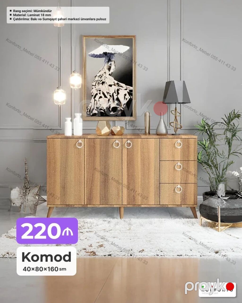 Komod – 40×80×160 sm - Dizayn: Minimalist və modern üslub, dairəvi — Komodlar və tumbalı, Bakı (2)