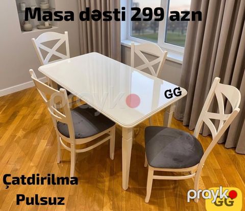 Masa dəsti – 299 AZN - Komplekt: 1 ədəd yemək masası + 4 ədəd — Bakı
