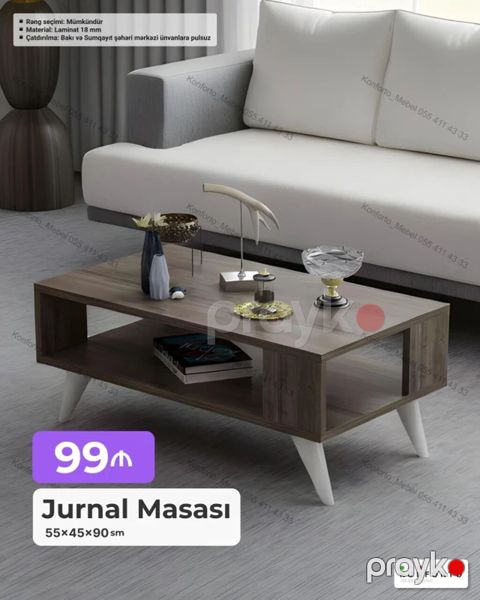 Jurnal masası – 55×45×90 sm ölçülü, müasir dizaynlı. Material: 18 mm — Bakı