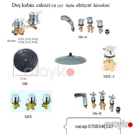 Duş kabinaları üçün ehtiyat hissələri — Bakı