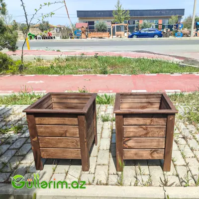 Taxta dibçək (Əl işi) 034 — Bağ dekorasiyası, Bakı (3)