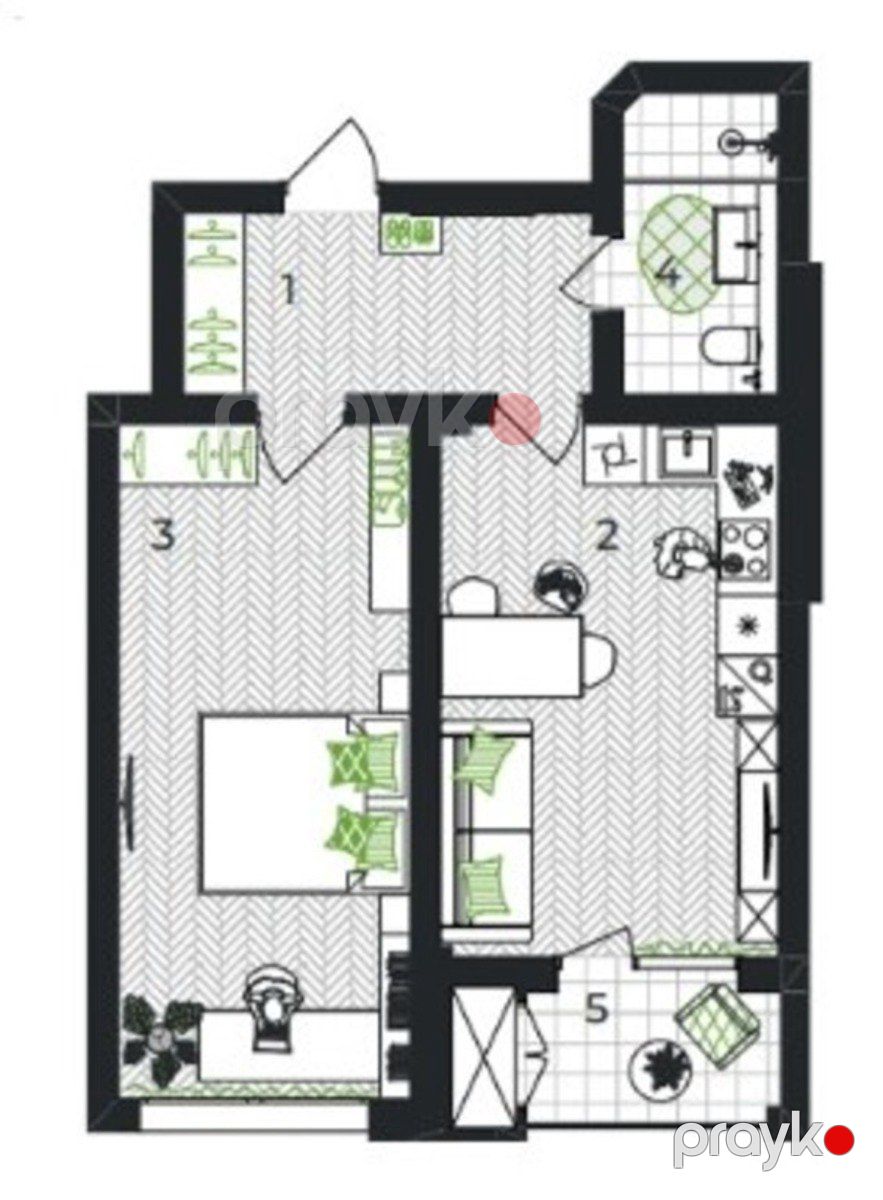 Satılır 1 otaqlı yeni tikili 65 m² — Mənzil, Gəncə (5)