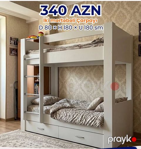 İki mərtəbəli çarpayı – 340 AZN Ölçülər: - Dərinlik: 80 sm — Mehdiabad