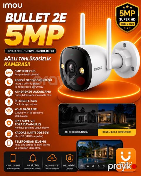 Wi-Fi kamera 5mpBullet 2E IPC-K3DP-5HOWF-0280B-imou — Bakı