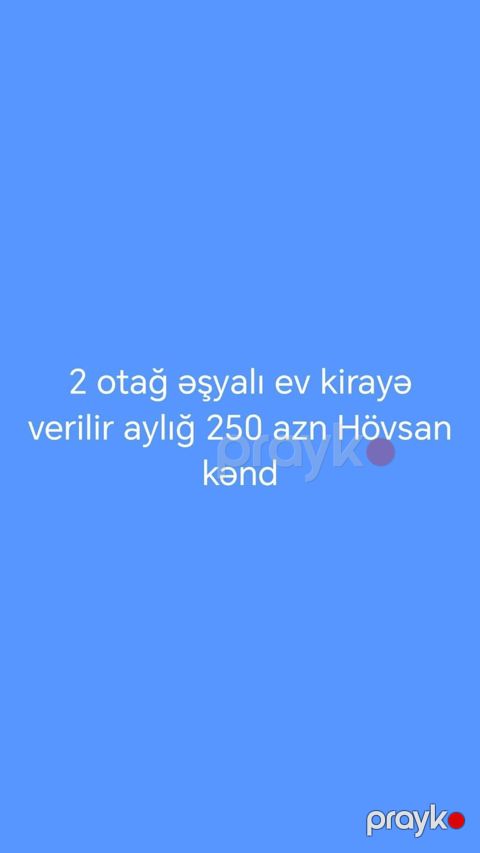 Kirayə: Hövsan kəndində 2 otaqlı, əşyalı ev. Məlumat: - Otaq sayı: 2 — Bakı