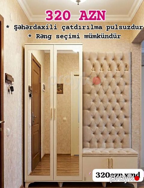 Dəhliz üçün çoxfunksiyalı mebel dəsti: - İki qapılı, güzgülü şkaf — Mehdiabad