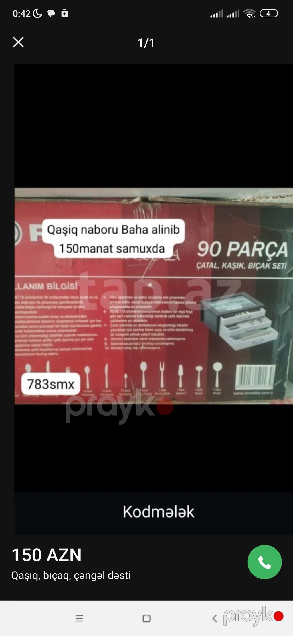 90 parça çəngəl, qaşıq, bıçaq dəsti - Tam komplekt: 90 parça çatal — Qablar və mətbəx əşyaları, Gəncə