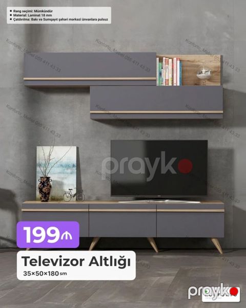 Televizor altlığı və divar asma modulları dəsti - Ölçü (altlıq): 35 — Bakı
