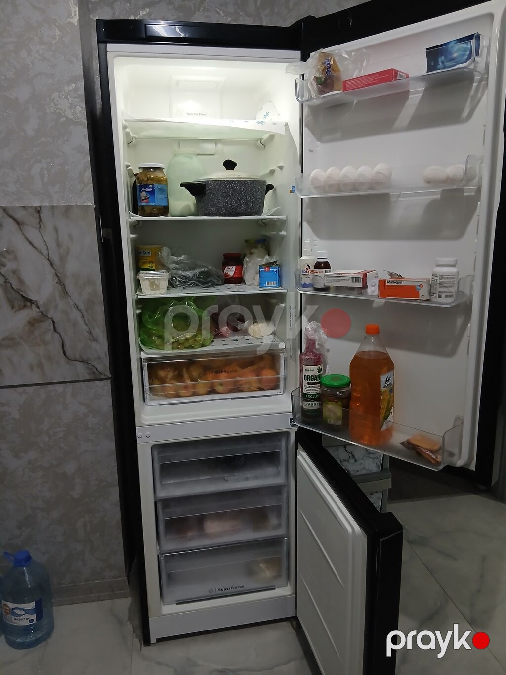 Indesit Total No Frost soyuducu - Rəng: qara, şüşə effekti olan ön — Soyuducular, Bakı (3)