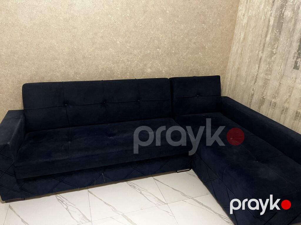 Tünd göy rəngdə “L” formalı künc divan - Klassik-minimal dizayn — Divanlər, Bakı (2)
