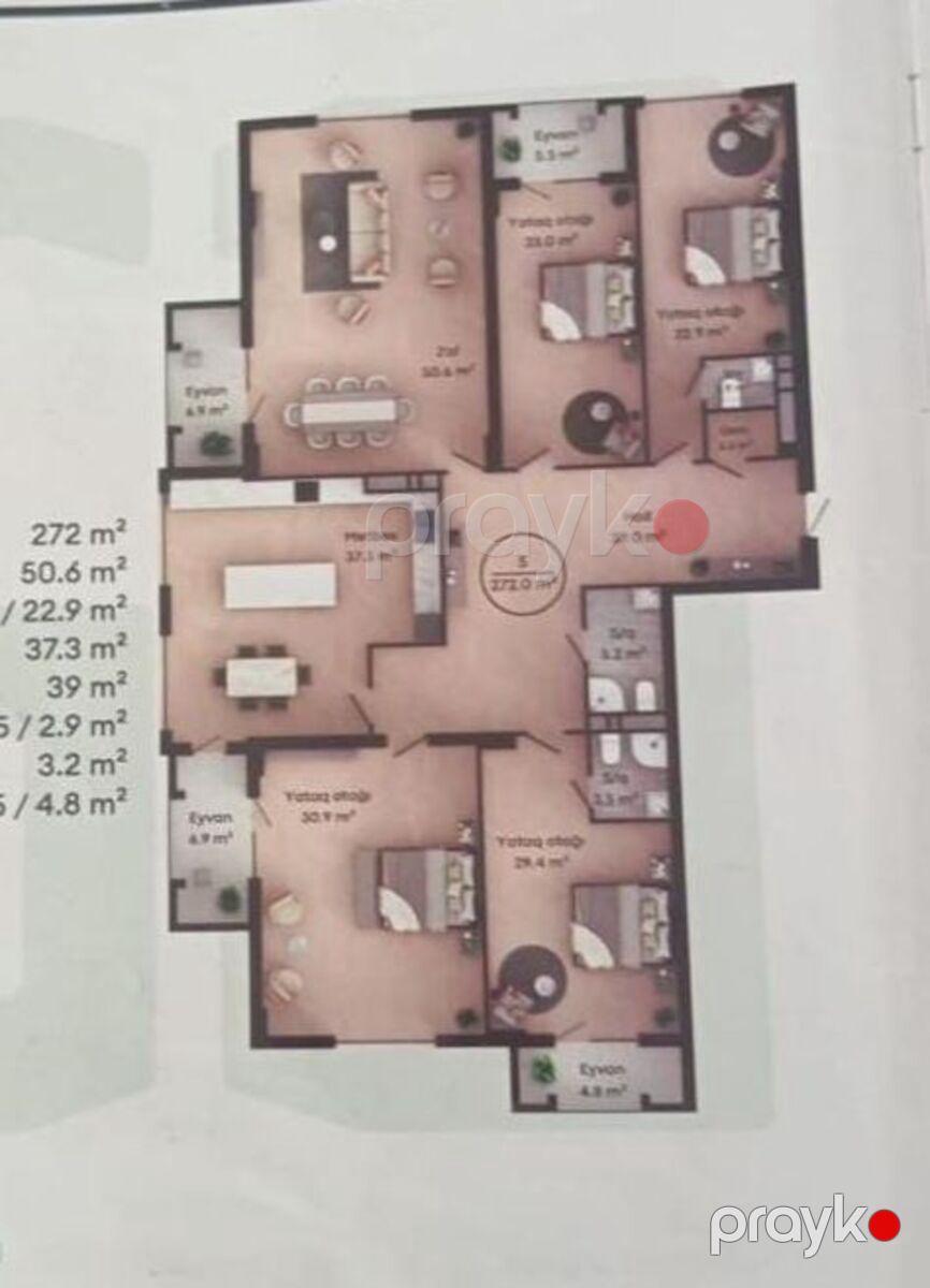 5-otaqlı yeni tikili, Həsən Əliyev küç., 272 m² — Mənzil, Bakı (5)