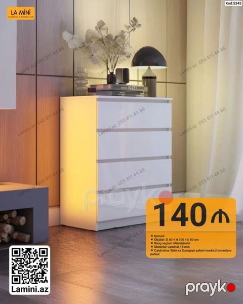 LA Mını komod - Ölçülər: Dərinlik 40 sm Hündürlük 100 sm En 80 sm — Bakı