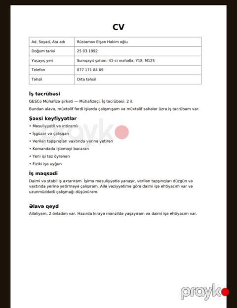 Fəhlə işi axtarıram — Sumqayıt