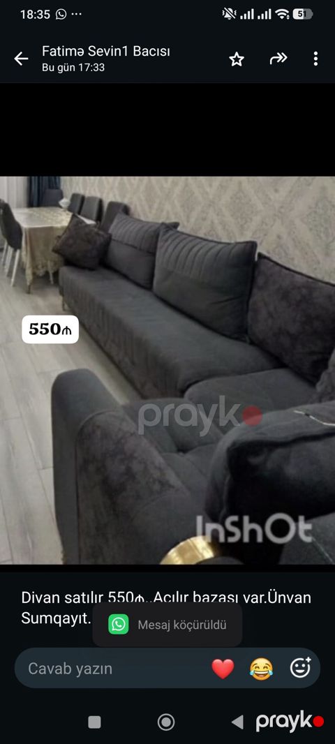 Divan satılır 550₼. Açılır bazası var.Ünvan Sumqayıt. 4647. Fatimə99
