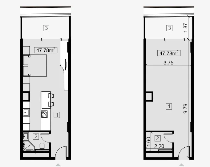 Sea Breeze, 1 otaqlı Yeni tikili satılır - 47.78 m², 9/13 mərtəbə — Mənzil, Bakı (8)