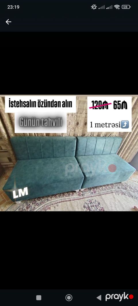 Məhsul: Yumşaq məxməri parça ilə işlənmiş iki hissəli divan - Rəng — Mehdiabad