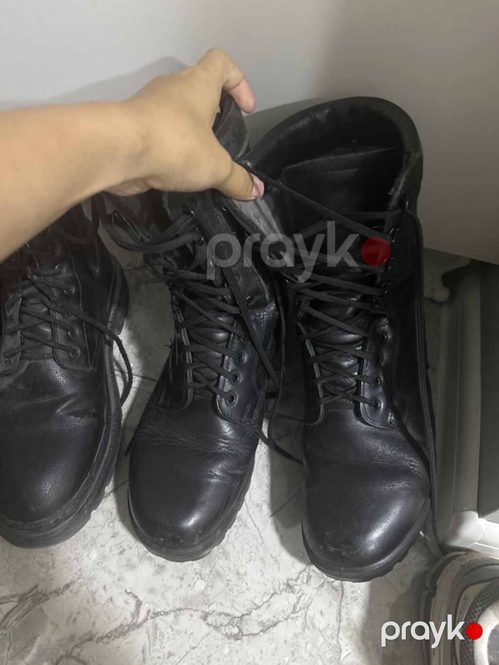 Kişi Qara dəri kişilər üçün bağcıqlı çəkmələr - Rəng: tam qara — Botinka, Mingəçevir (3)