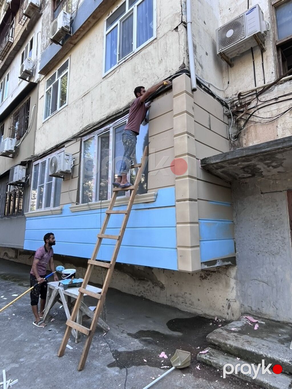 Fasad və balkonların dekorativ üzlənməsi və istilik izolyasiyası — Fasad işləri, Xırdalan (2)