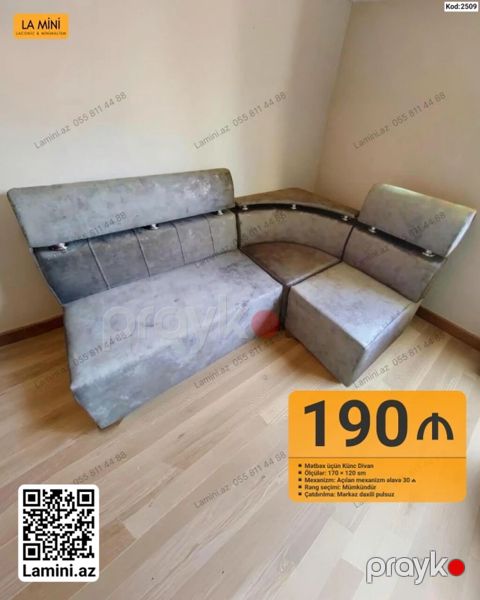Mətbəx üçün künc divan - Ölçülər: 170 120 sm - Mexanizm: Açılan — Bakı