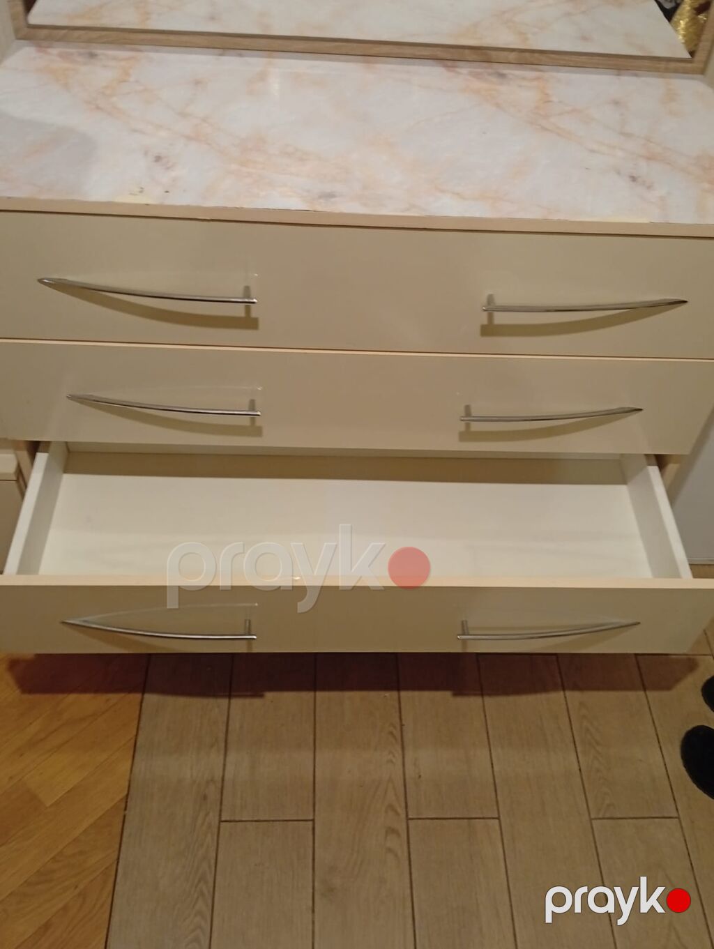 Krem rəngli komod və güzgülü üst panel dəsti - Material — Komodlar və tumbalı, Digah (3)
