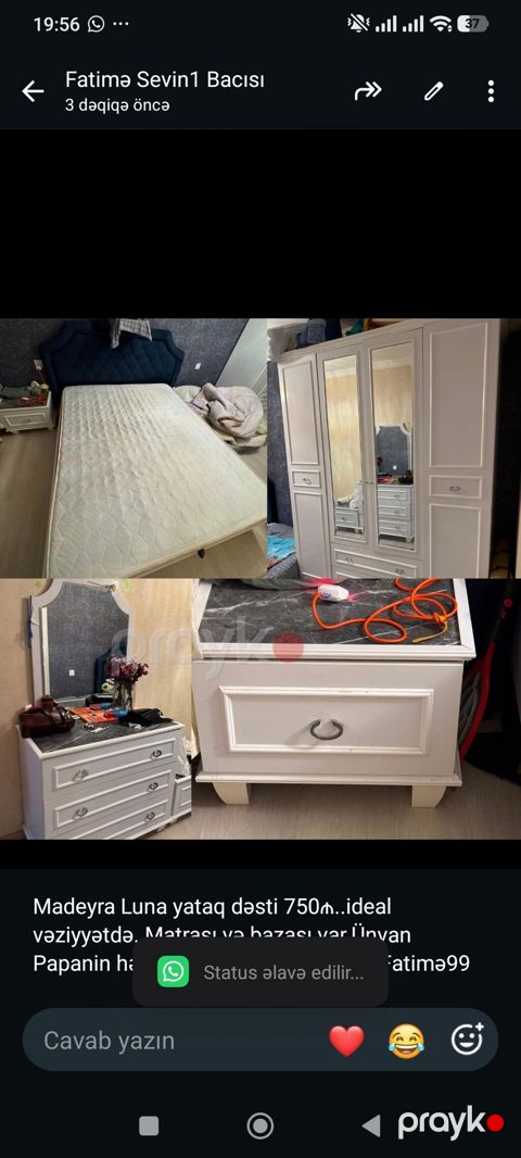 Madeyra Luna yataq dəsti 750₼. ideal vəziyyətdə. Matrası və bazası — Bakı