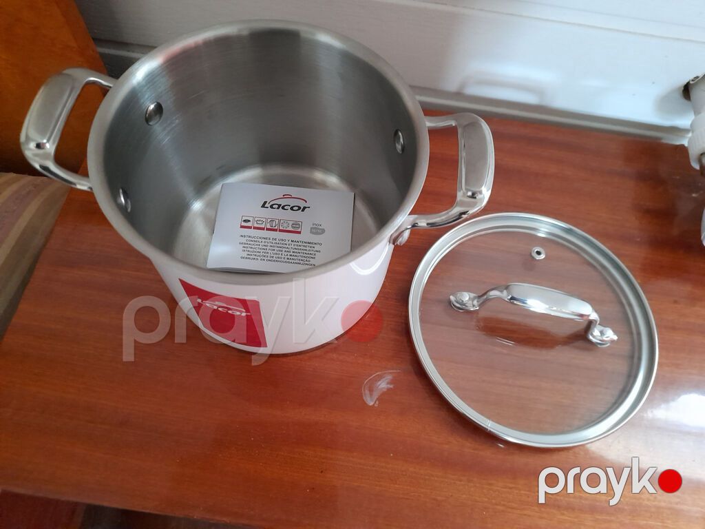 Qazan, rəng - Ağ, Paslanmayan polad, 2,5 bucket volume l, Lacor — Bişirmə qabları, Bakı (2)