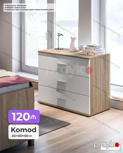 Məhsul: Komod Ölçülər: 40 90 90 sm Təsvir: - 4 çekmecəli, yığcam — Bakı
