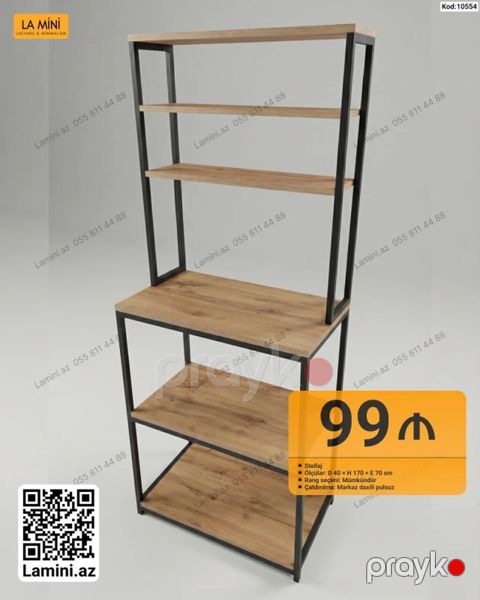 Məhsul: Stellaj (Kod: 10554) - Ölçülər: 40 170 70 sm (E H D) — Bakı