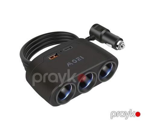 Avtomobil üçün çəkmə gücü 120W olan siqaret alışdırıcısı çoxtörlü — Sumqayıt