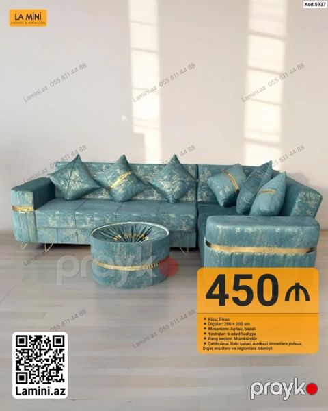 Künc divan dəsti – La Mini (Kod: 5937) - Ölçü: 280 200 sm — Bakı