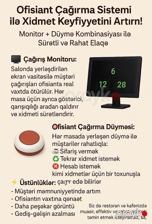 Restoran çağırma sistemi restoran monitoru — Biznes və avadanlıq, Bakı (2)