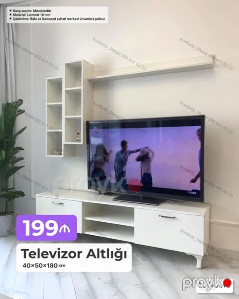 Televizor altlığı və divar modulu dəsti Ölçülər: - 40 50 180 sm — Bakı