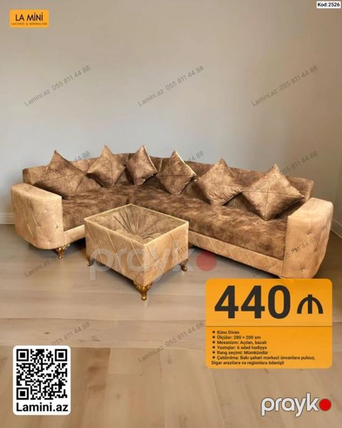 La Mini – Künc Divan (Kod: 2526) - Ölçülər: 280 200 sm - Mexanizm — Bakı