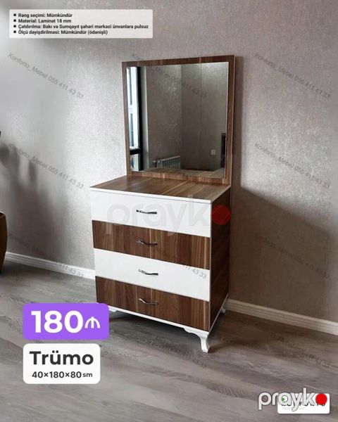 Trümo – güzgülü komod - Ölçü: 40 180 80 sm - Material: 18 mm — Bakı