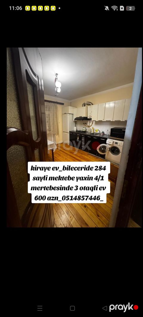 Kiraye ev_bileceride 284 sayli mektebe yaxin 4/1 mertebesinde 3 — Bakı