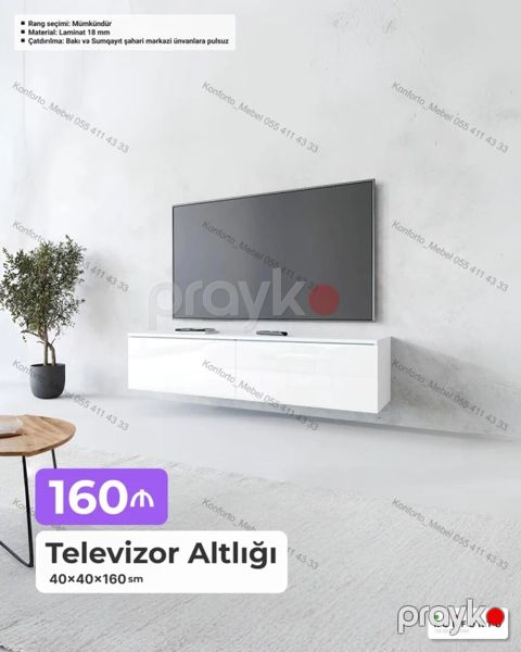 Televizor altlığı – asma model Ölçülər: 40×40×160 sm Material: 18 mm — Bakı