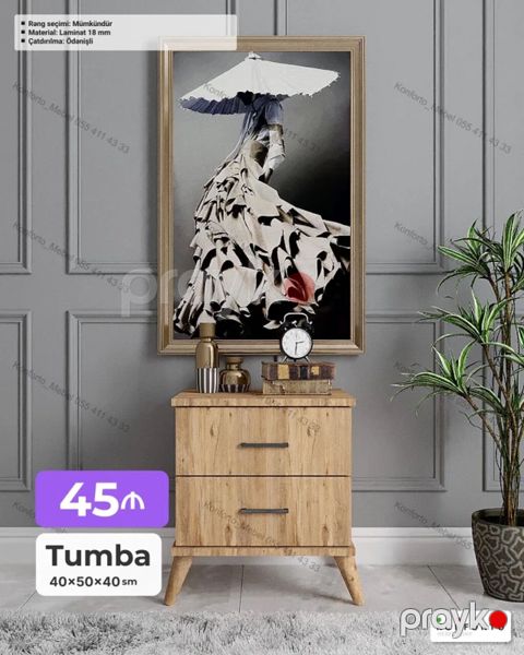 Tumba – 40×50×40 sm - Minimalist skandinavi dizayn, taxta teksturalı — Bakı