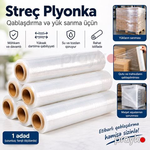 Streç Plyonka – qablaşdırma və yük sarıma üçün - Möhkəm və davamlı — Sumqayıt