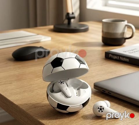 Yeni, futbol topu dizaynında bluetooth qulaqlıq. Tam yenidir