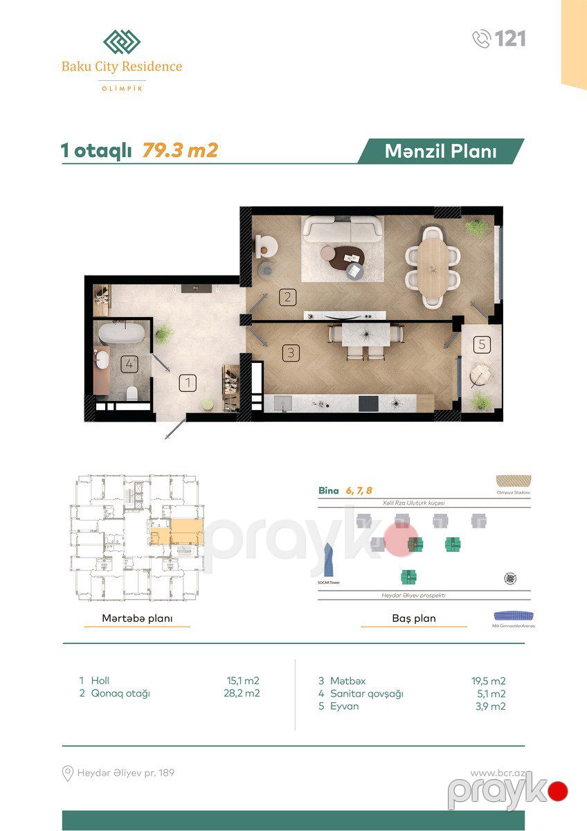 Satılır 1 otaqlı yeni tikili 79.3 m² — Mənzil, Bakı (11)