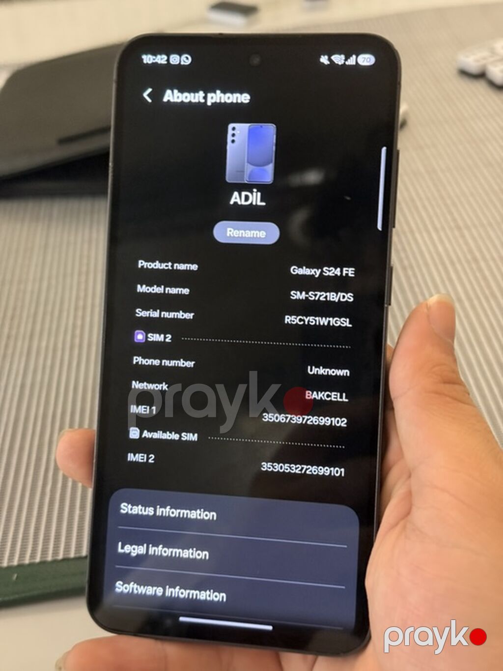 Samsung Galaxy S24 FE, 128 GB, rəng - Boz, Barmaq izi, Simsiz şarj, İki sim kartlı — Samsung, Masazır (8)