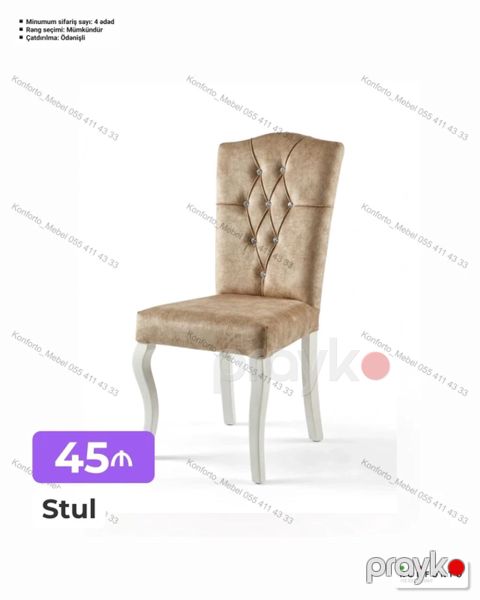 Stul – yumşaq oturacaq və bel hissəsi ilə komfortlu, klassik dizayna — Bakı
