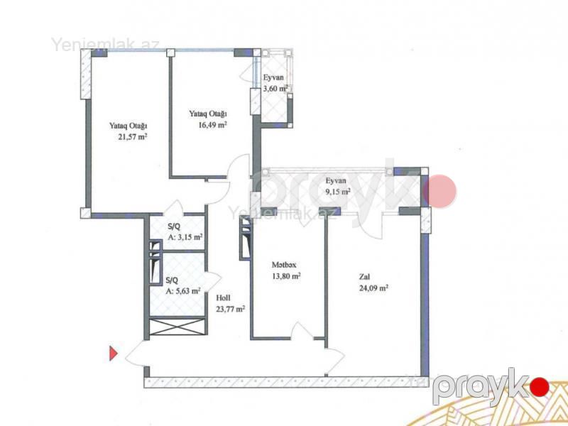 Satılır 3 otaqlı Bina evi menzil (Yeni tikili), 122 m², Nərimanov rayonu — Mənzil, Bakı (2)