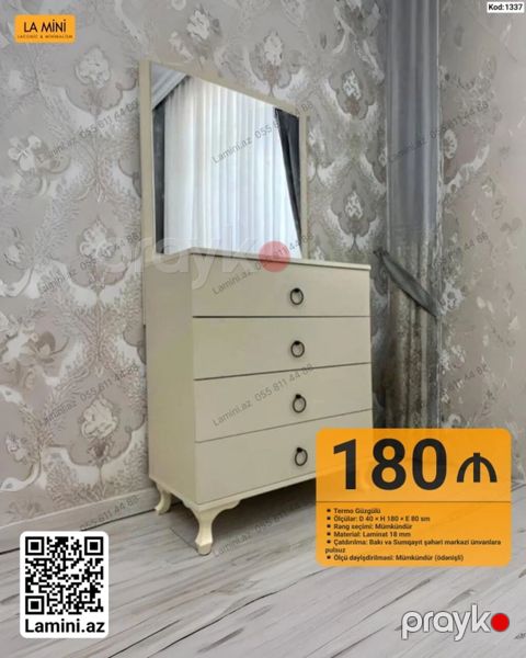 LA Mını tualet masası güzgülü komod - Model: Termo güzgülü - Ölçülər — Bakı