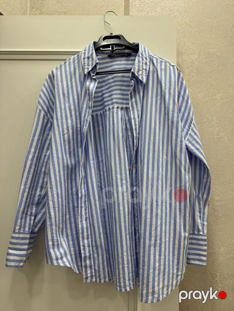 Zara qadın köynəyi – zolaqlı, oversize kəsim. - Brend: Zara (etiketdə — Digah