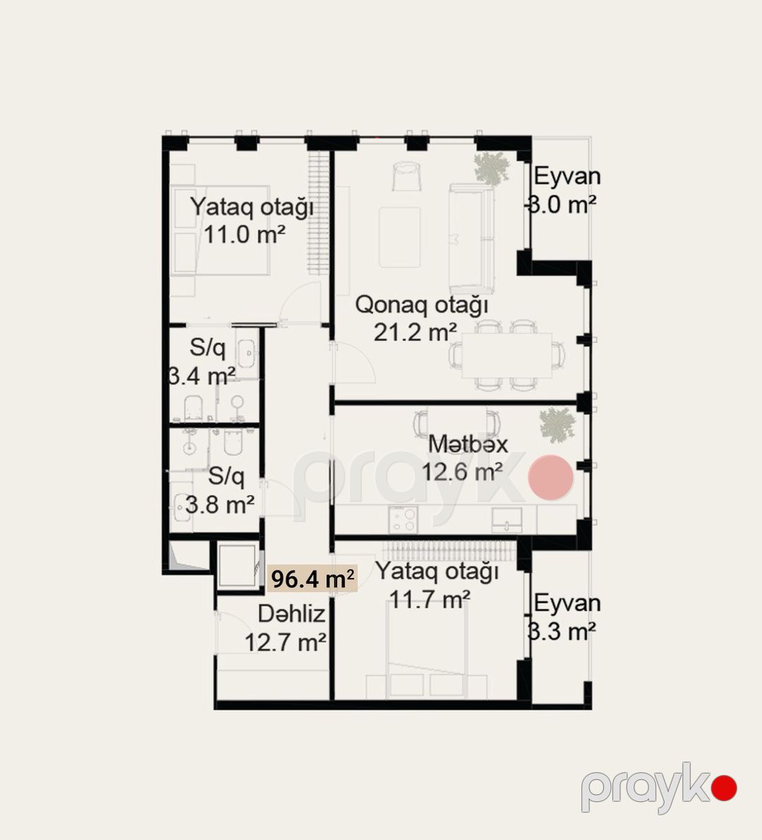 Satılır 3 otaqlı yeni tikili 96.4 m² — Mənzil, Qusar (4)